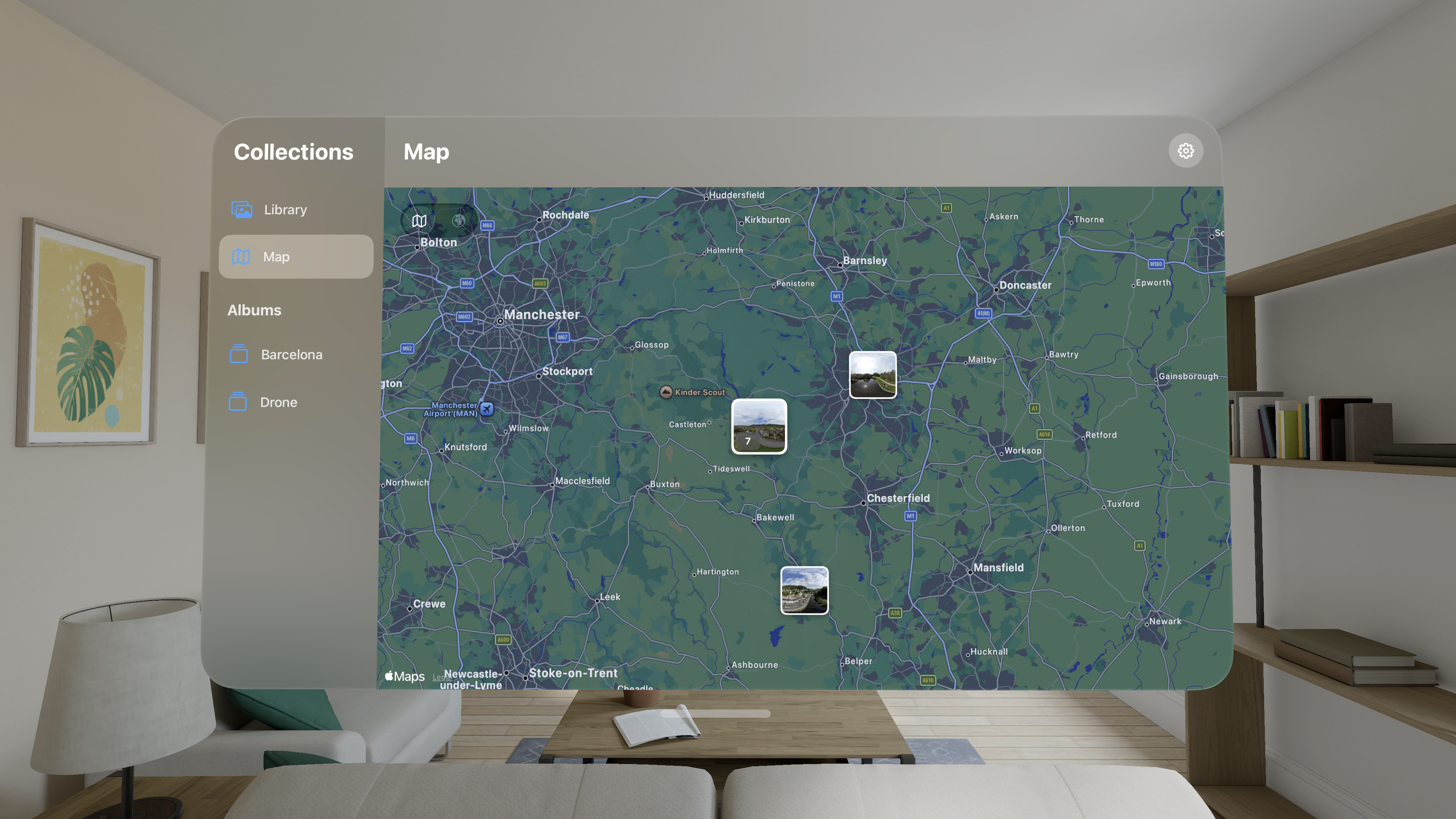 A map displaying the locations of photos