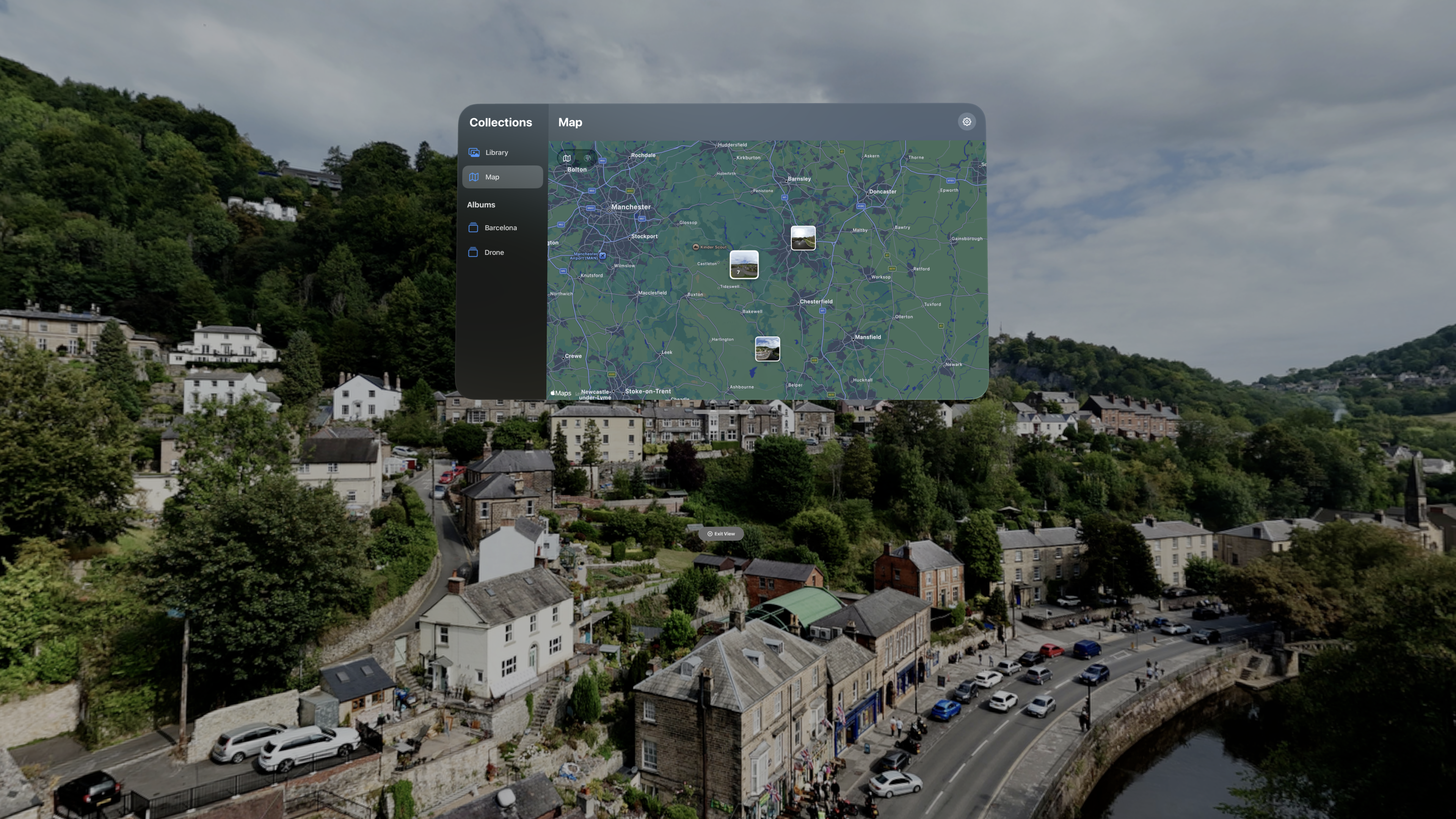 A selected photo fills the space around the user