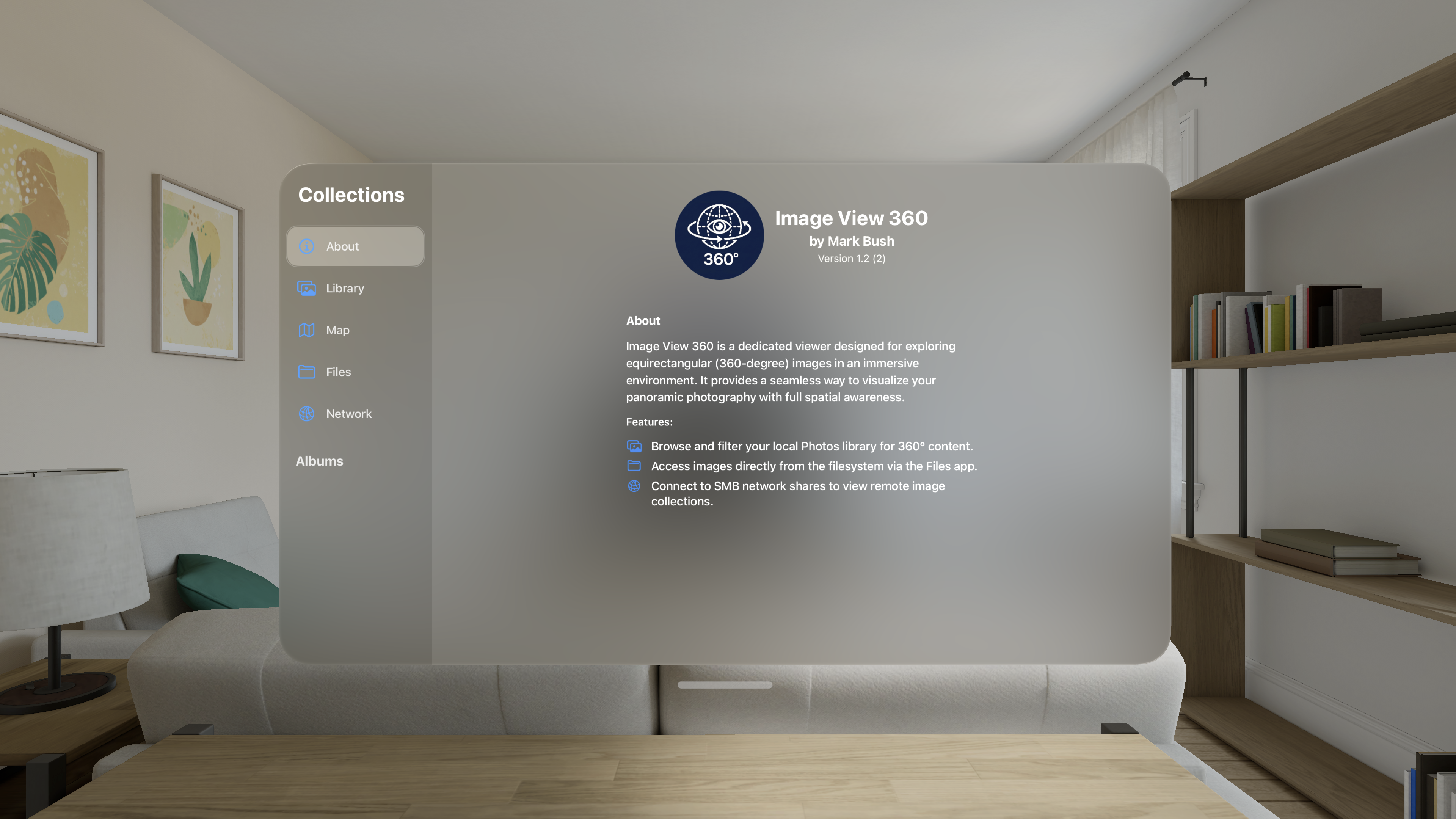 Application About screen